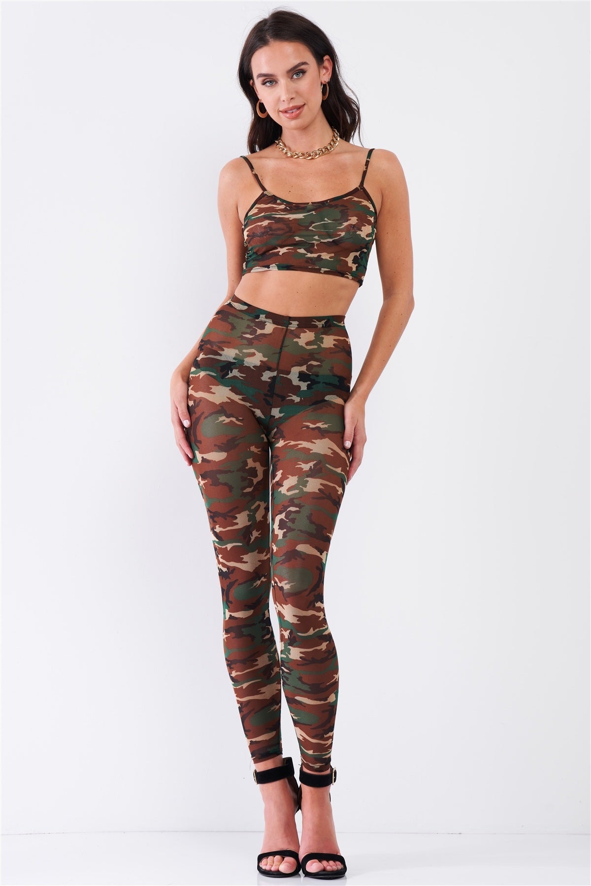 Sexy Sheer Mesh Sleeveless Crop Top & High Waist Legging Set Look Up Deals