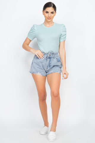 Short Ruching Sleeve Top Look Up Deals