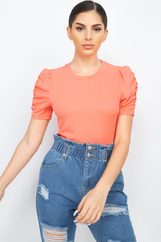 Short Ruching Sleeve Top Look Up Deals