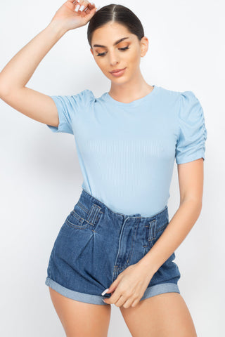 Short Ruching Sleeve Top Look Up Deals