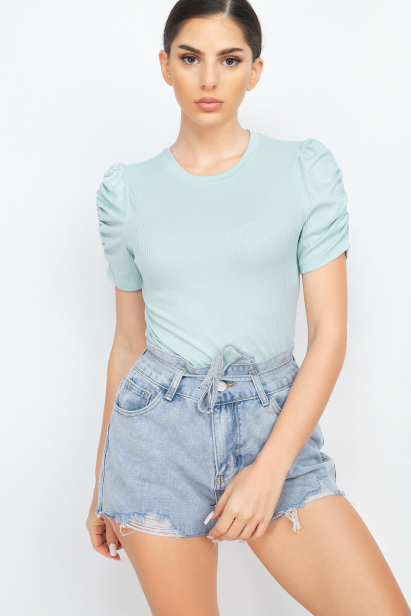 Short Ruching Sleeve Top Look Up Deals