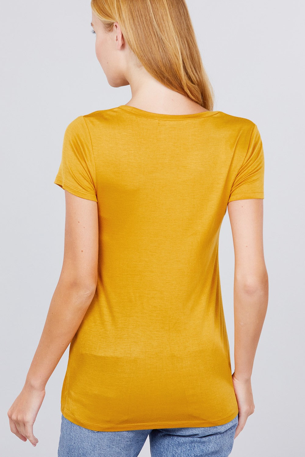 Short Sleeve Scoop Neck Top With Pocket Look Up Deals