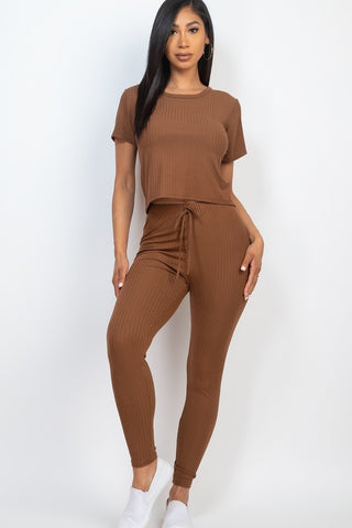 Short Sleeve Top & Leggings Set Look Up Deals