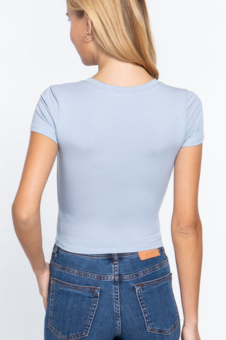 Short Sleeve V-neck Crop Top Look Up Deals