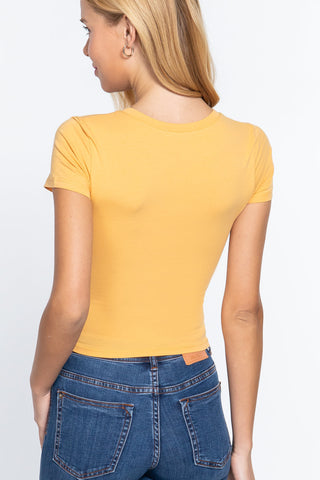 Short Sleeve V-neck Crop Top Look Up Deals