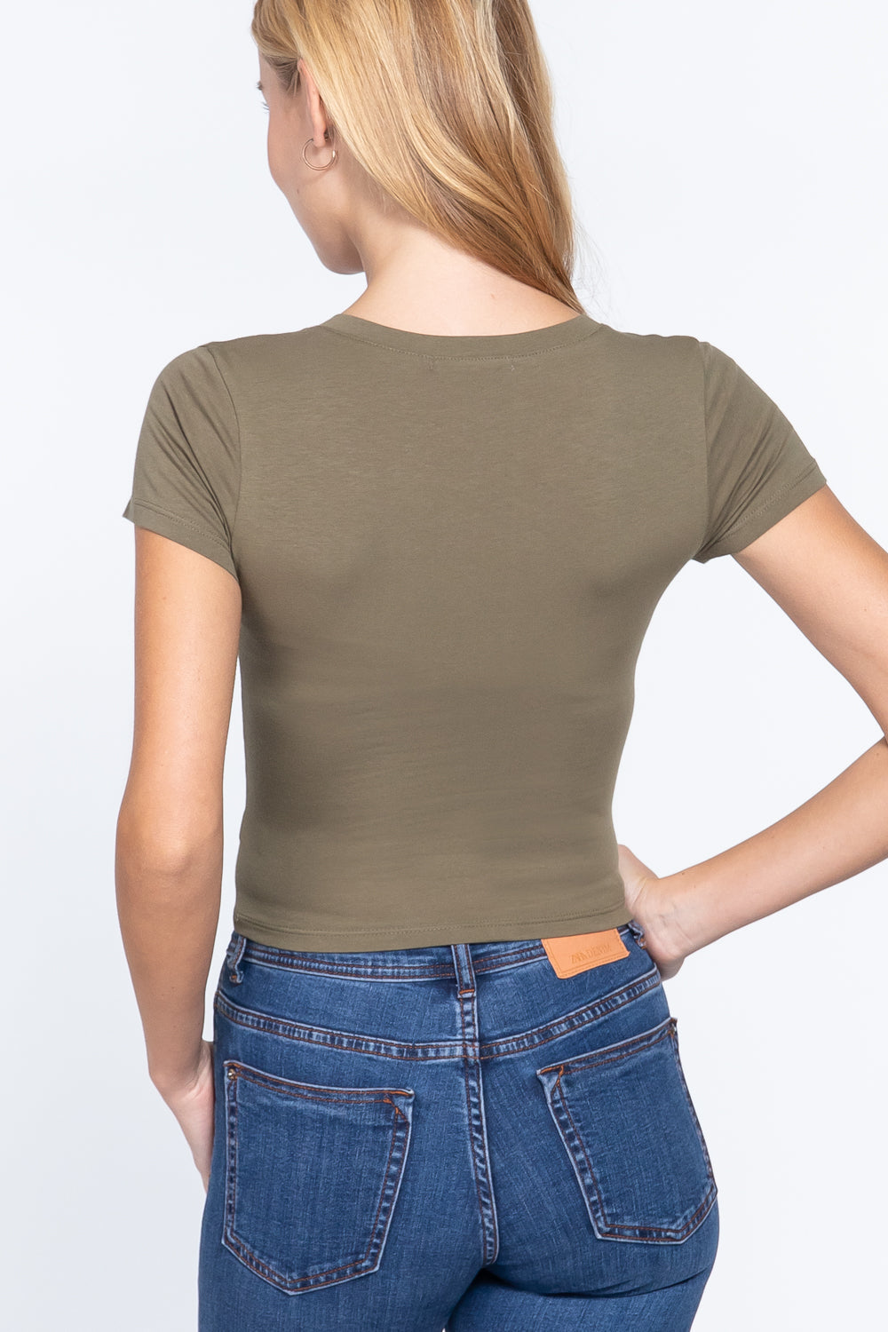 Short Sleeve V-neck Crop Top Look Up Deals