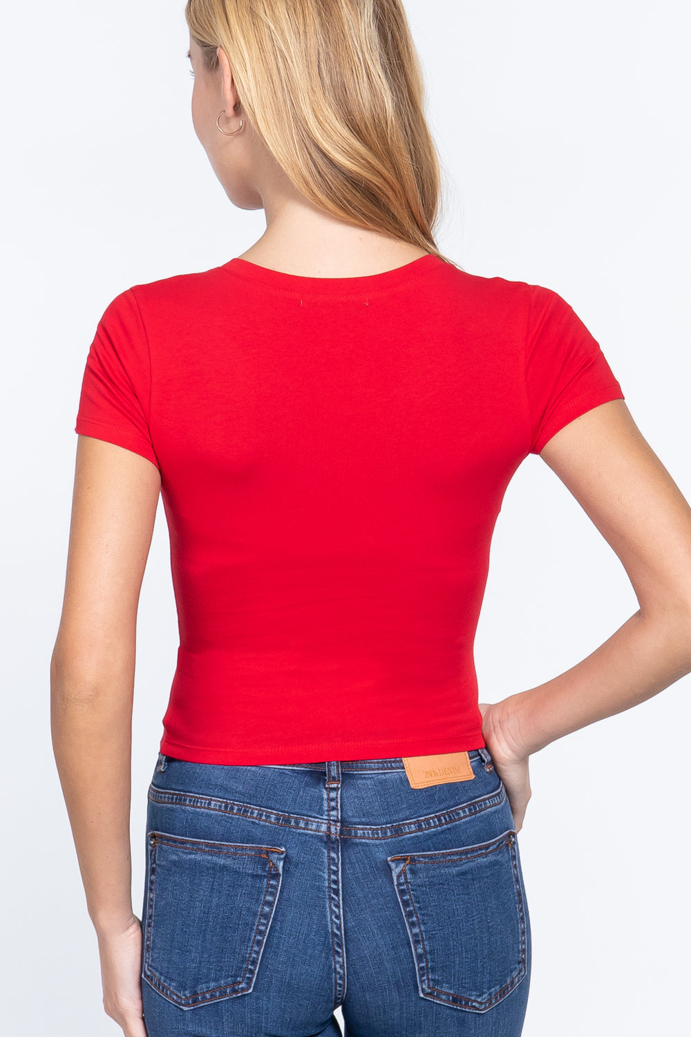 Short Sleeve V-neck Crop Top Look Up Deals