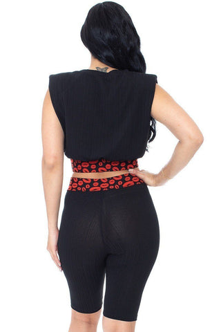 Shoulder Pad And Leopard Detailed Biker Shorts Look Up Deals