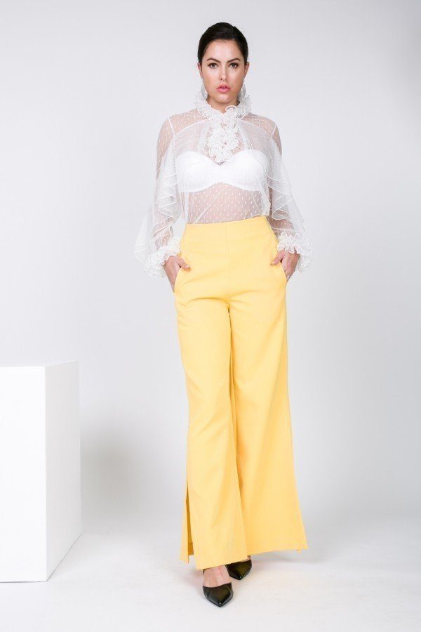 Side Slit Detail Wide Leg Pants Look Up Deals