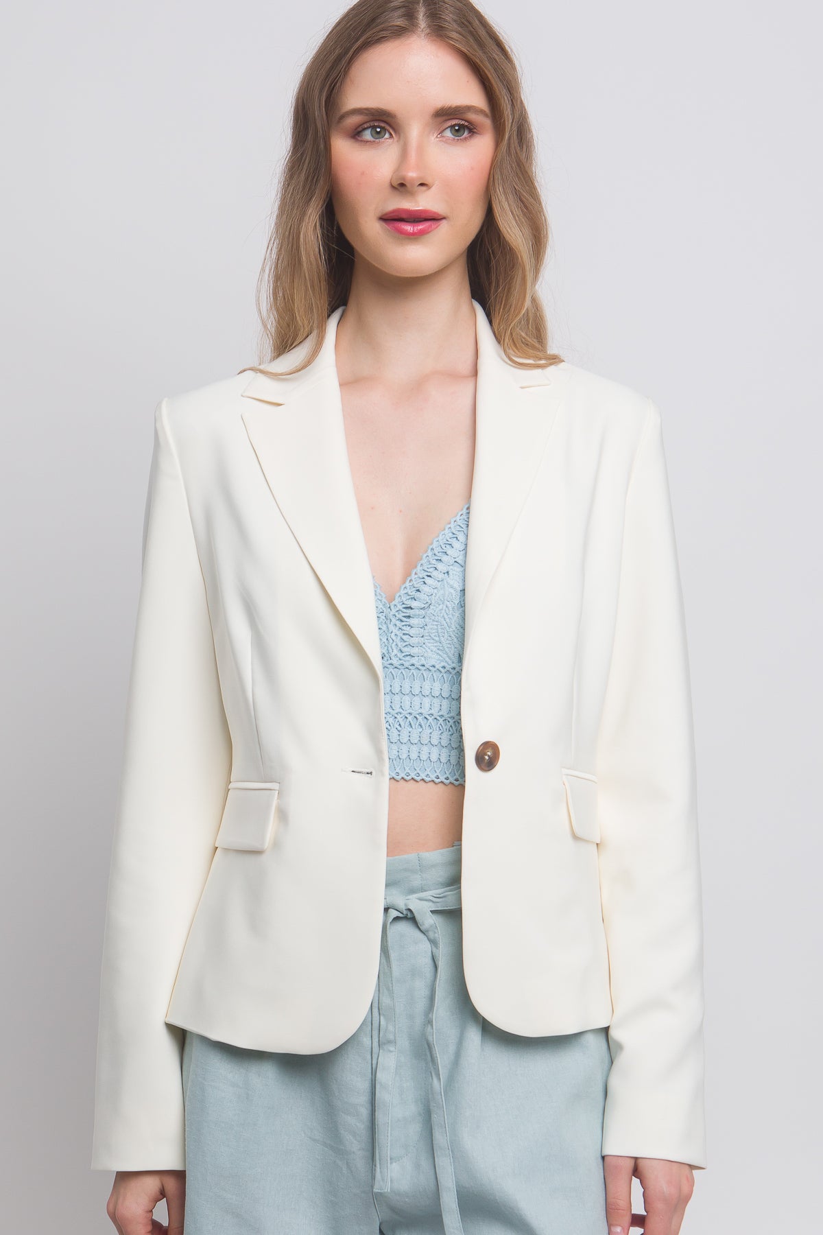 Single Button Closures Vertigo Blazer Look Up Deals