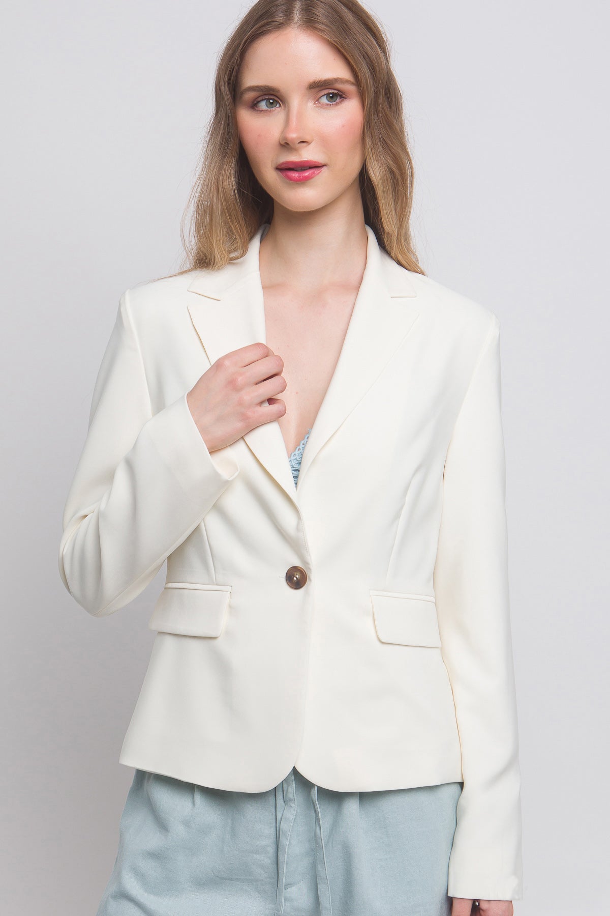 Single Button Closures Vertigo Blazer Look Up Deals