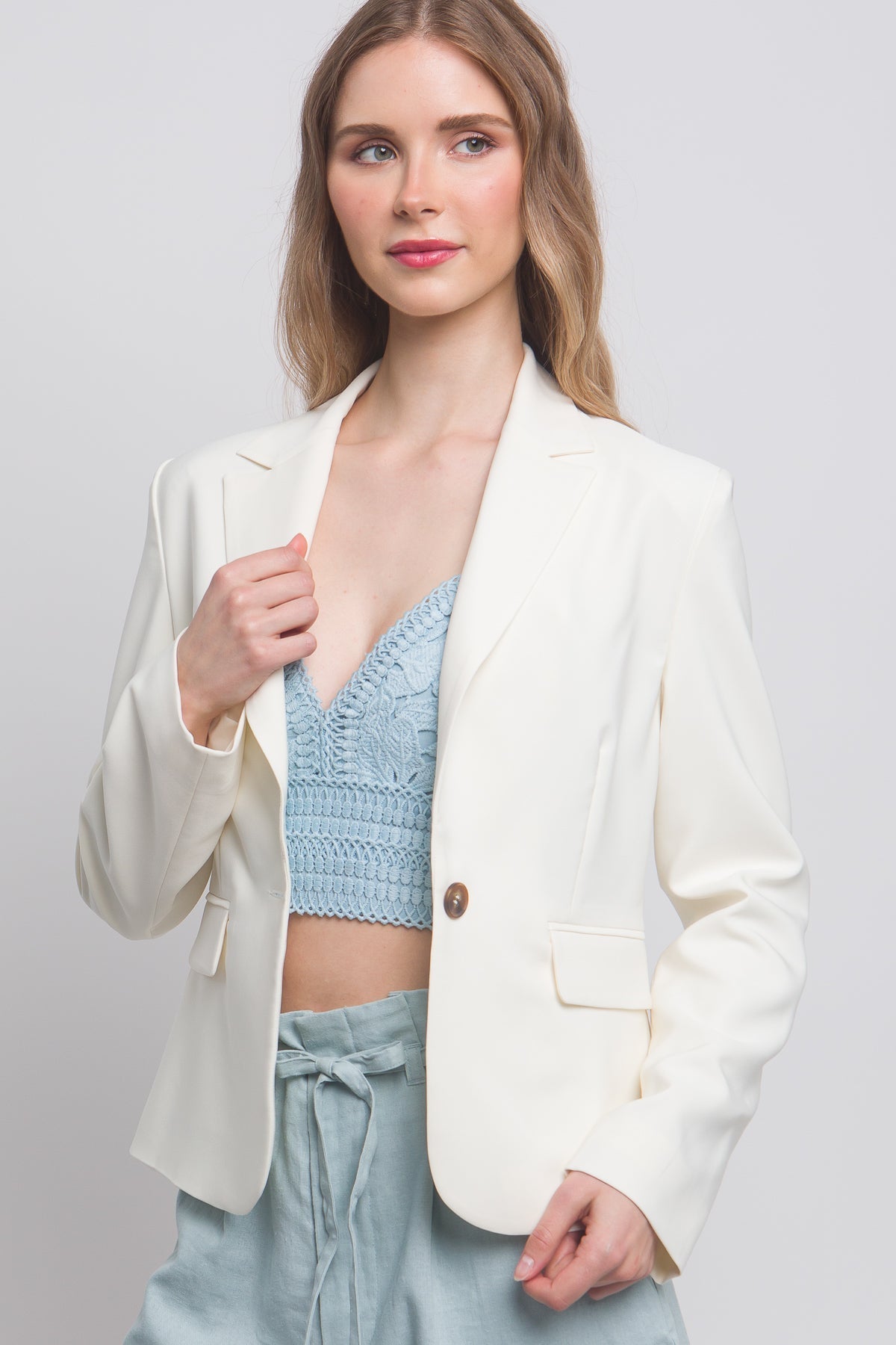 Single Button Closures Vertigo Blazer Look Up Deals