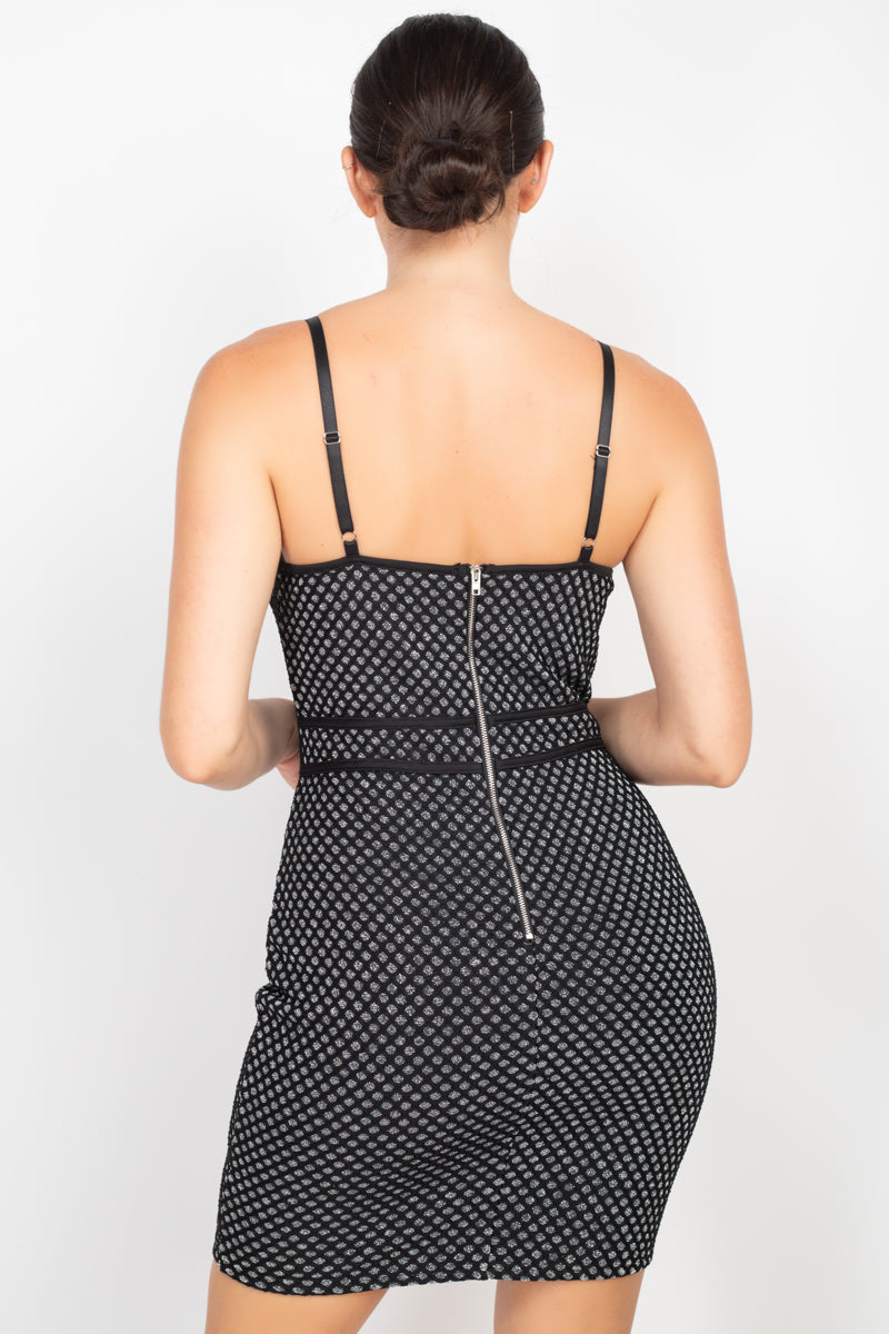 Sleeveless Sparkle Honeycomb Bodycon Dress Look Up Deals