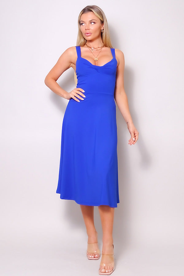 Sleeveless Twist Front A Line Midi Dress Look Up Deals