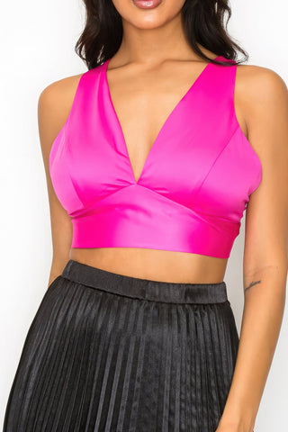 Smock V-neck Satin Bra Top Look Up Deals