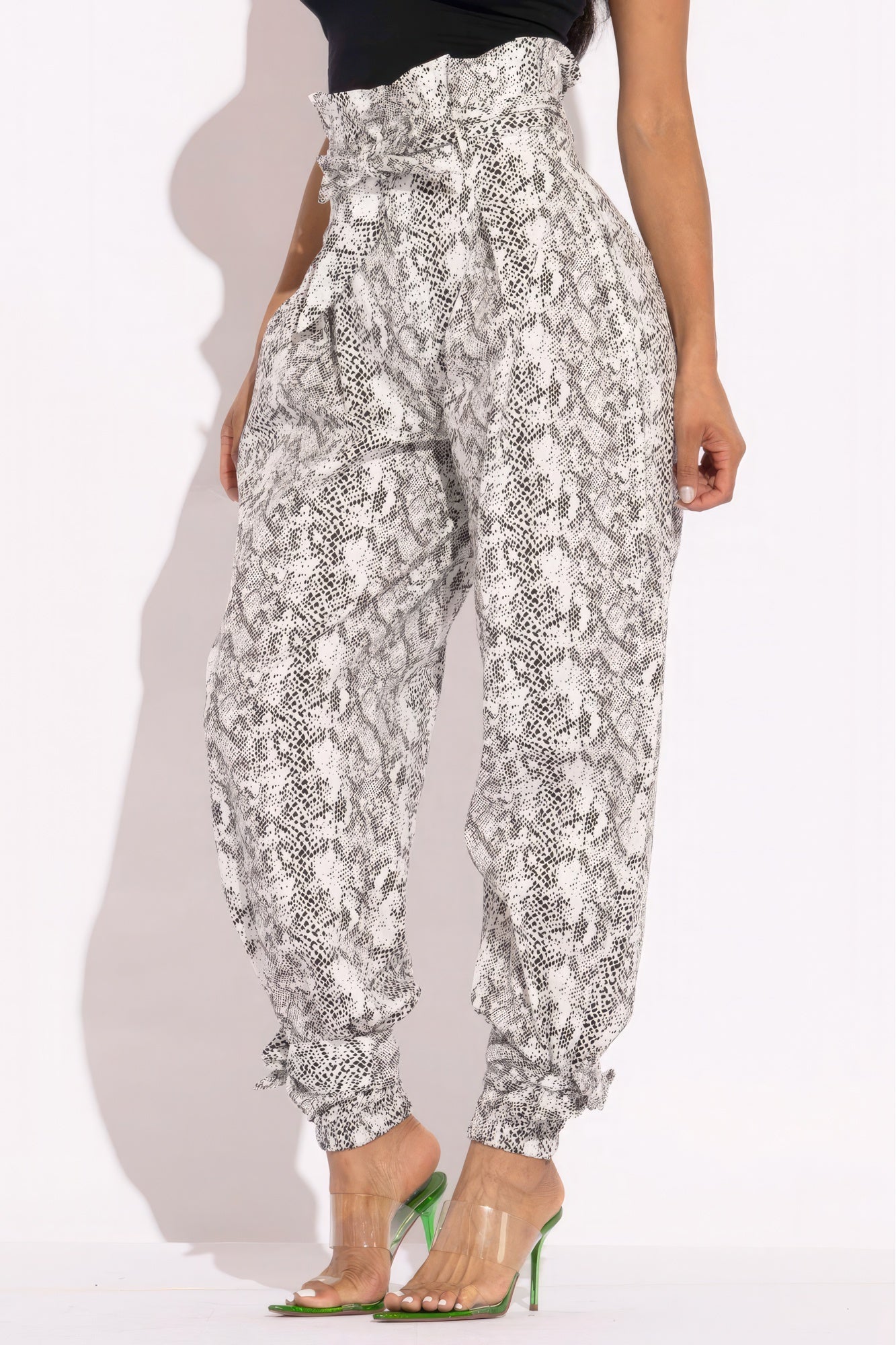 Snake Skin Printed Paper Bag Style Cargo Pants Look Up Deals