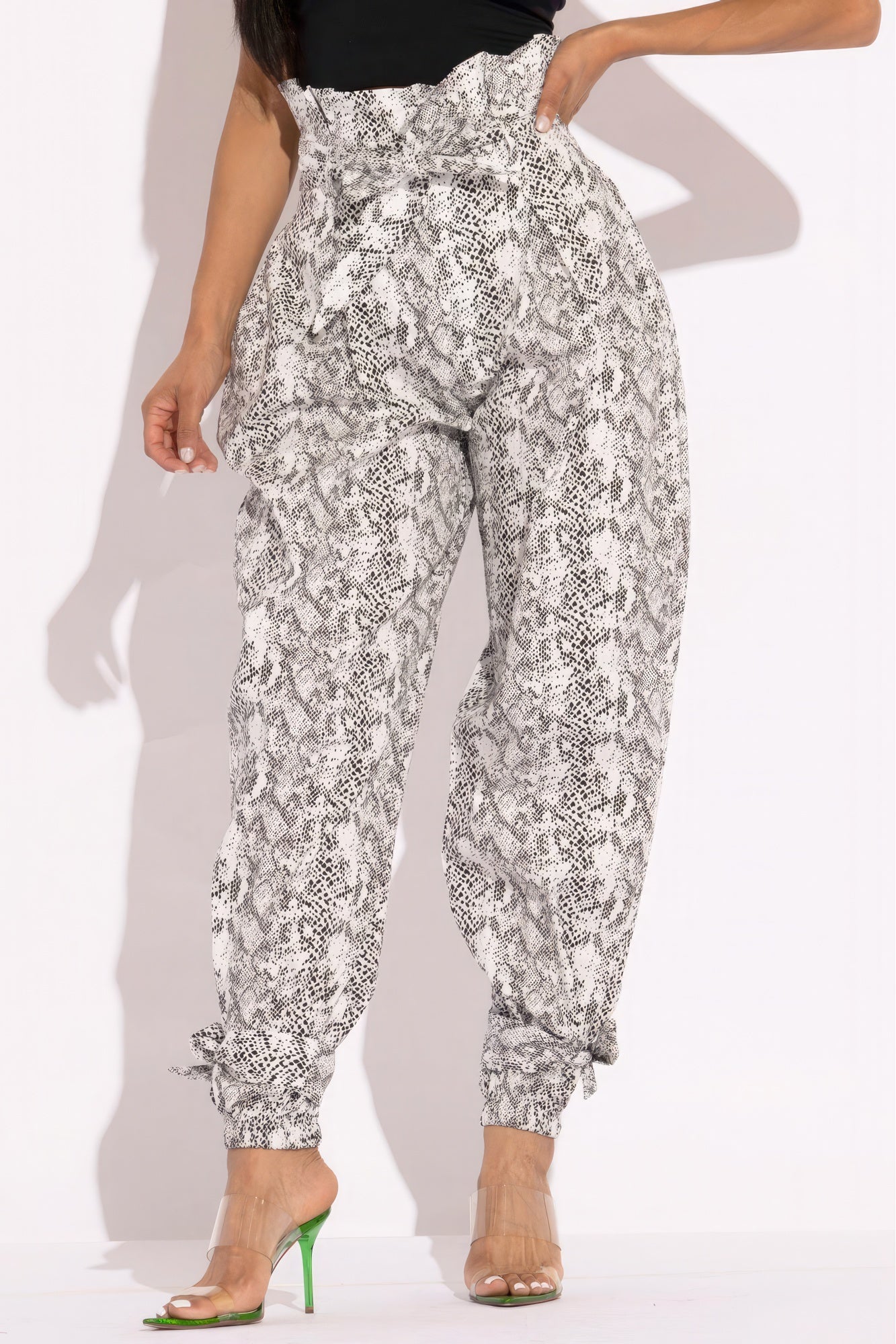 Snake Skin Printed Paper Bag Style Cargo Pants Look Up Deals