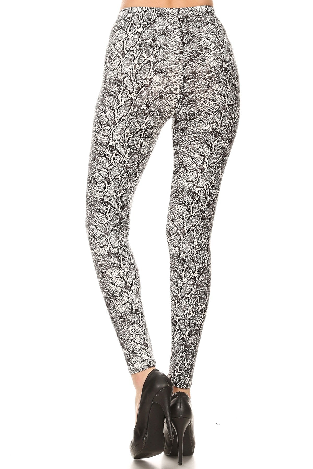 Snakeskin Print, Full Length, High Waisted Leggings In A Fitted Style With An Elastic Waistband Look Up Deals