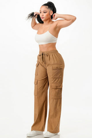 Solid Corduroy Cargo Pants Look Up Deals