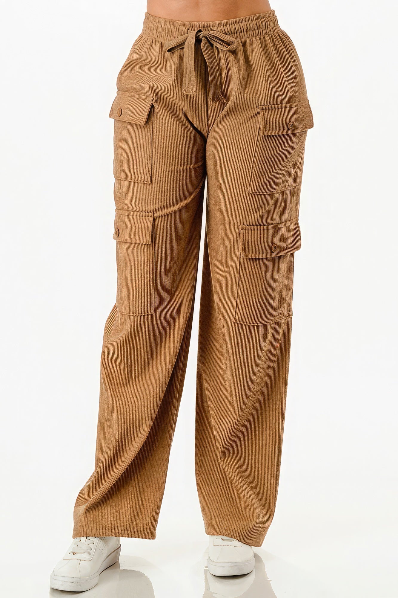 Solid Corduroy Cargo Pants Look Up Deals