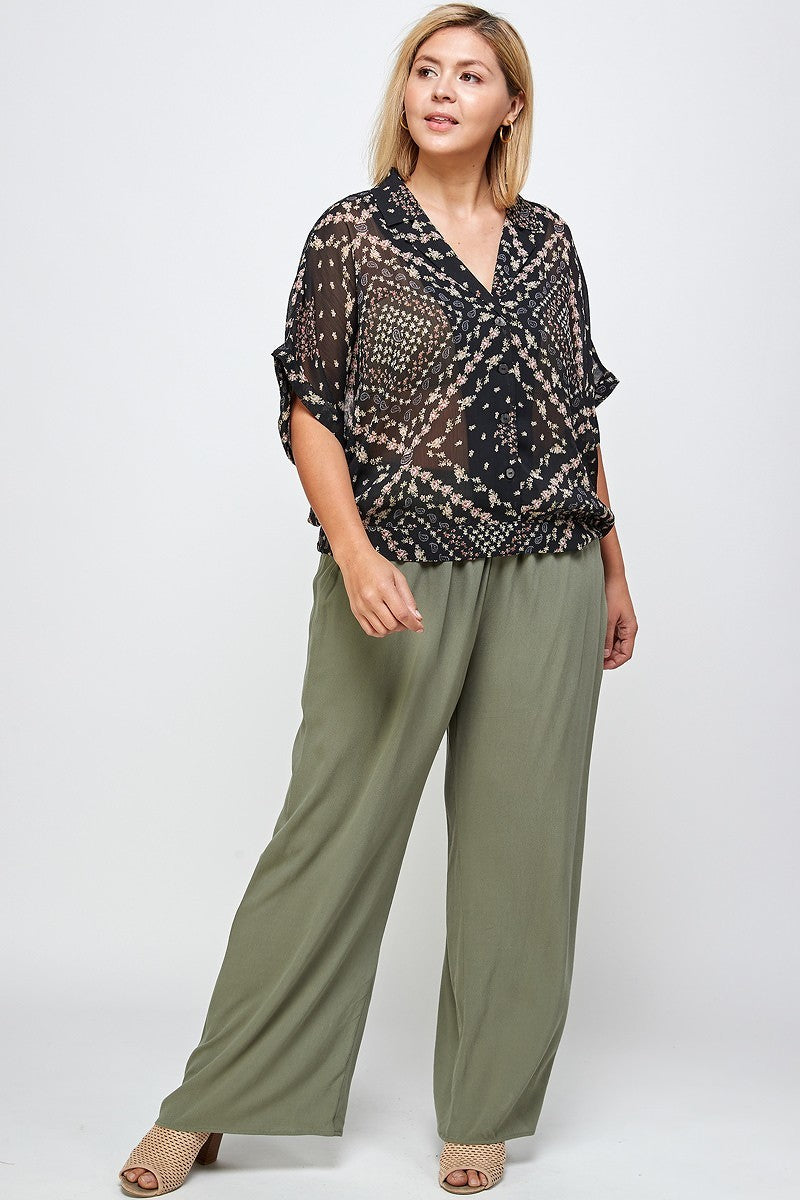 Solid Full Length Wide Leg Palazzo Pants Look Up Deals