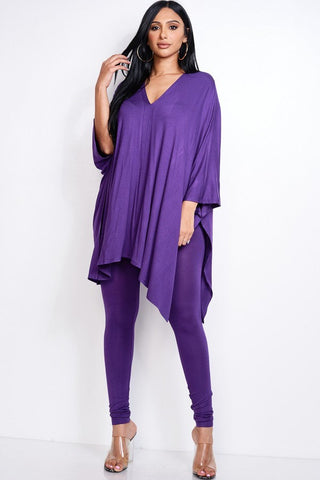 Solid Heavy Rayon Spandex Cape Top And And Leggings 2 Piece Set Look Up Deals