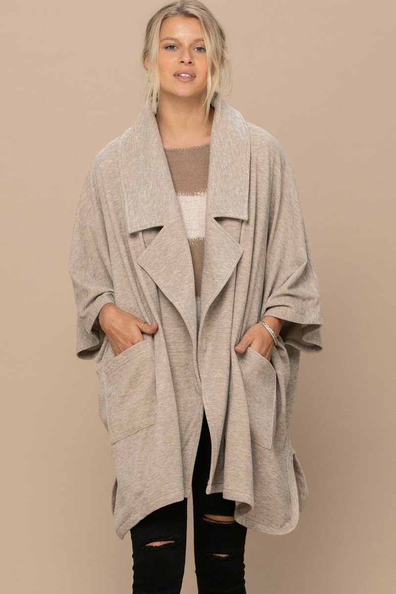 Solid Knit Oversized Trench Jacket Look Up Deals