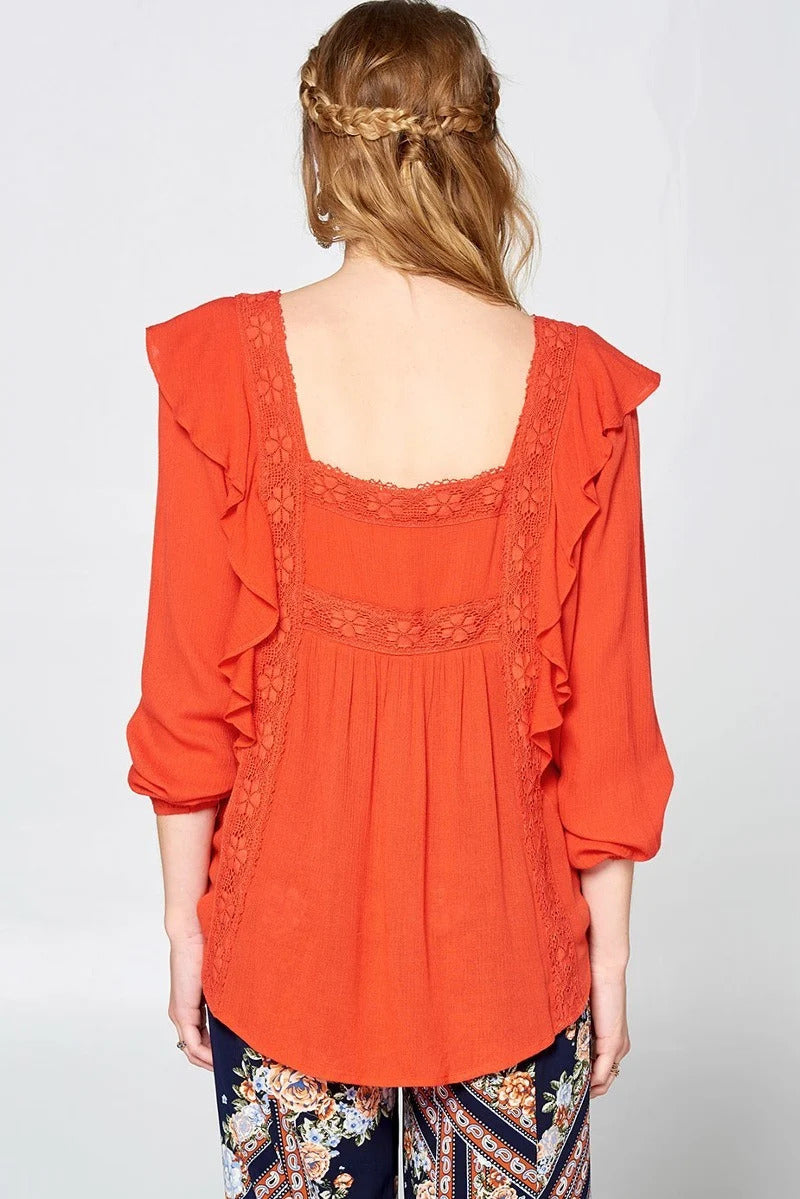 Solid Loose-fit Gauze Peasant Blouse Look Up Deals