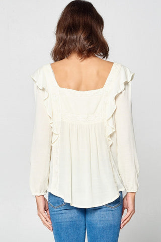 Solid Loose-fit Gauze Peasant Blouse Look Up Deals