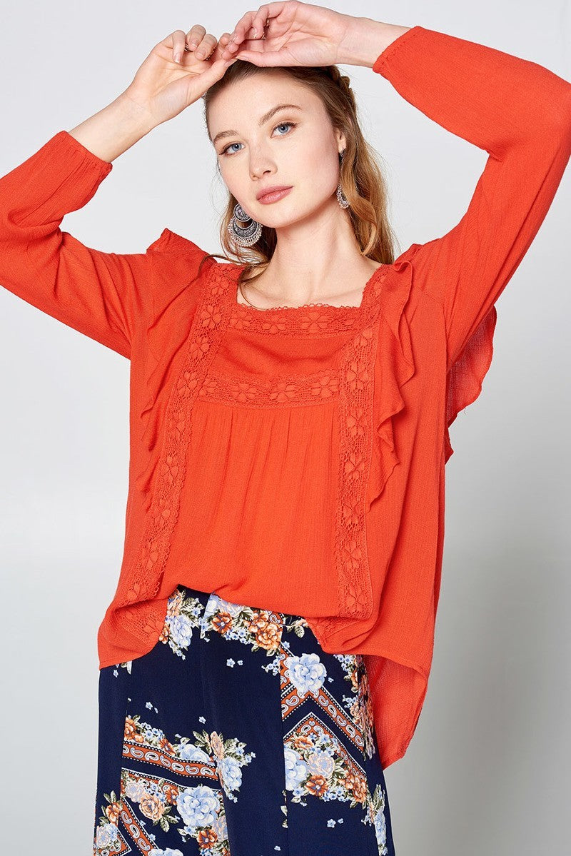 Solid Loose-fit Gauze Peasant Blouse Look Up Deals