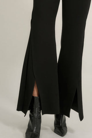 Solid Raw Edge Expose Seam Flare Pants Look Up Deals