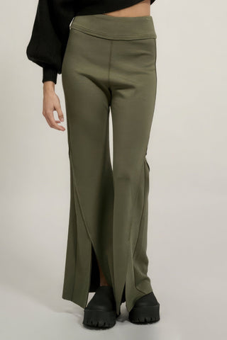 Solid Raw Edge Expose Seam Flare Pants Look Up Deals