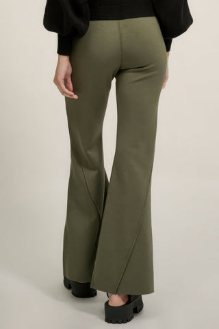 Solid Raw Edge Expose Seam Flare Pants Look Up Deals