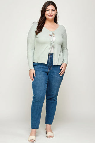 Solid Ribbed Pointelle Cardigan Look Up Deals