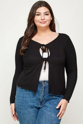 Solid Ribbed Pointelle Cardigan Look Up Deals