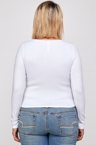 Solid Round Neck Top, With Long Sleeves, And Cut-out Detail Look Up Deals