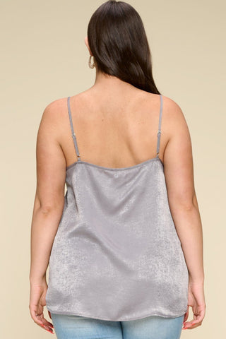 Solid Satin Sleeveless Cami Woven Tank Top Look Up Deals