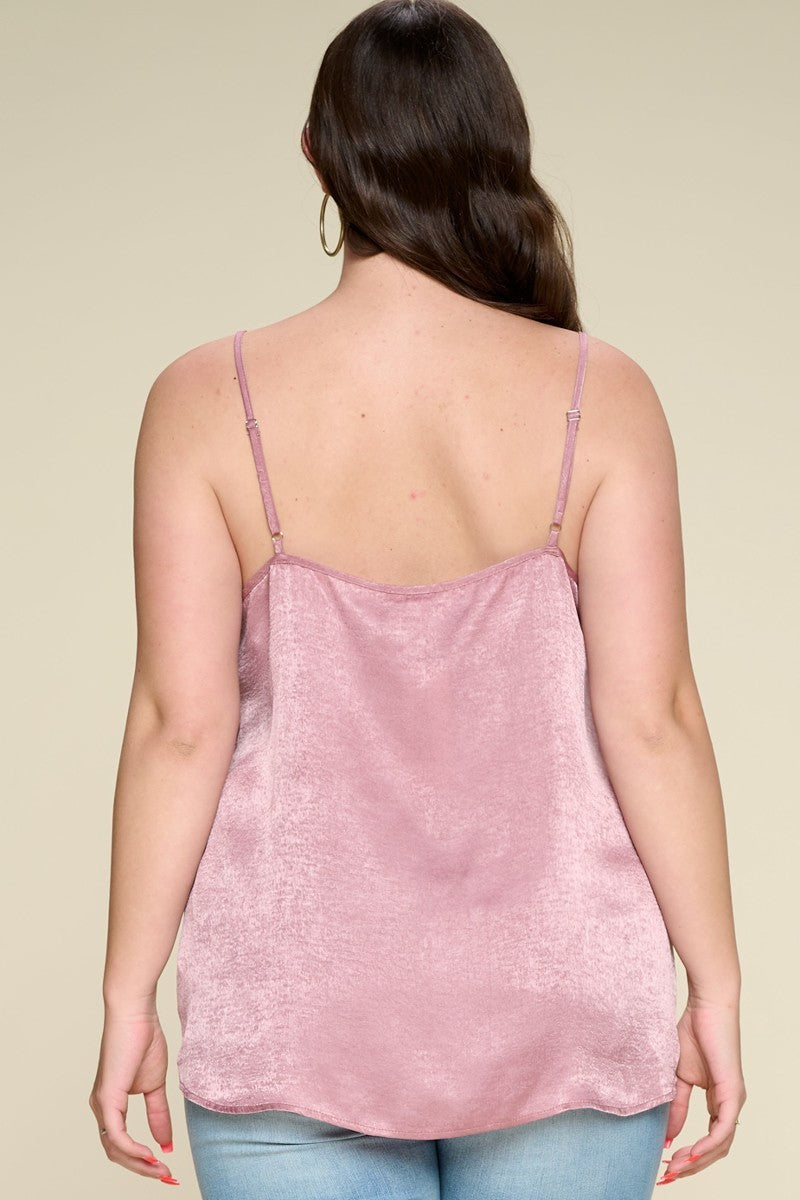 Solid Satin Sleeveless Cami Woven Tank Top Look Up Deals