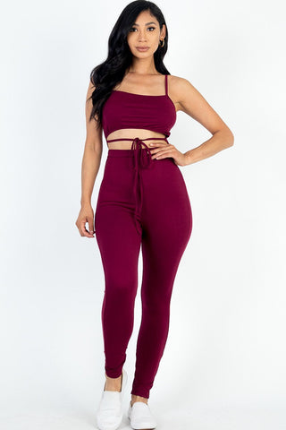 Solid Tie Front Cut Out Jumpsuit Look Up Deals