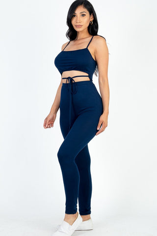 Solid Tie Front Cut Out Jumpsuit Look Up Deals