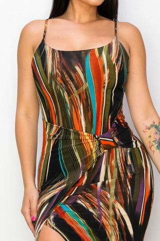 Split Thigh Multicolor Long Dress Look Up Deals