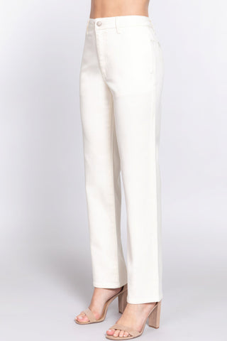 Straight Fit Twill Long Pants Look Up Deals