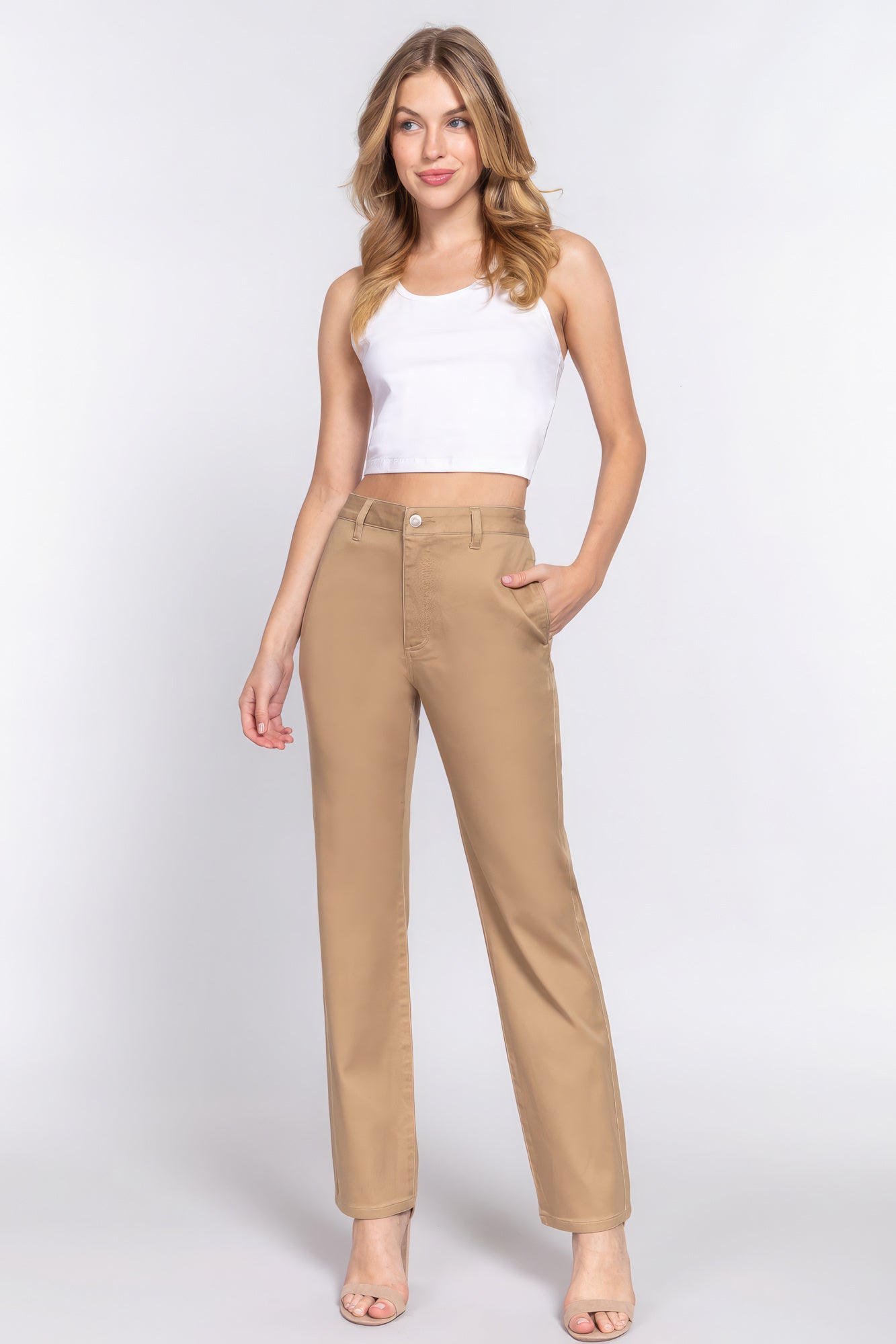 Straight Fit Twill Long Pants Look Up Deals