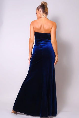 Strapless Sweetheart Maxi Velvet Dress Look Up Deals