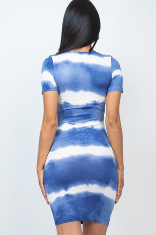 Stripe Tie-dye Printed Midi Dress Look Up Deals