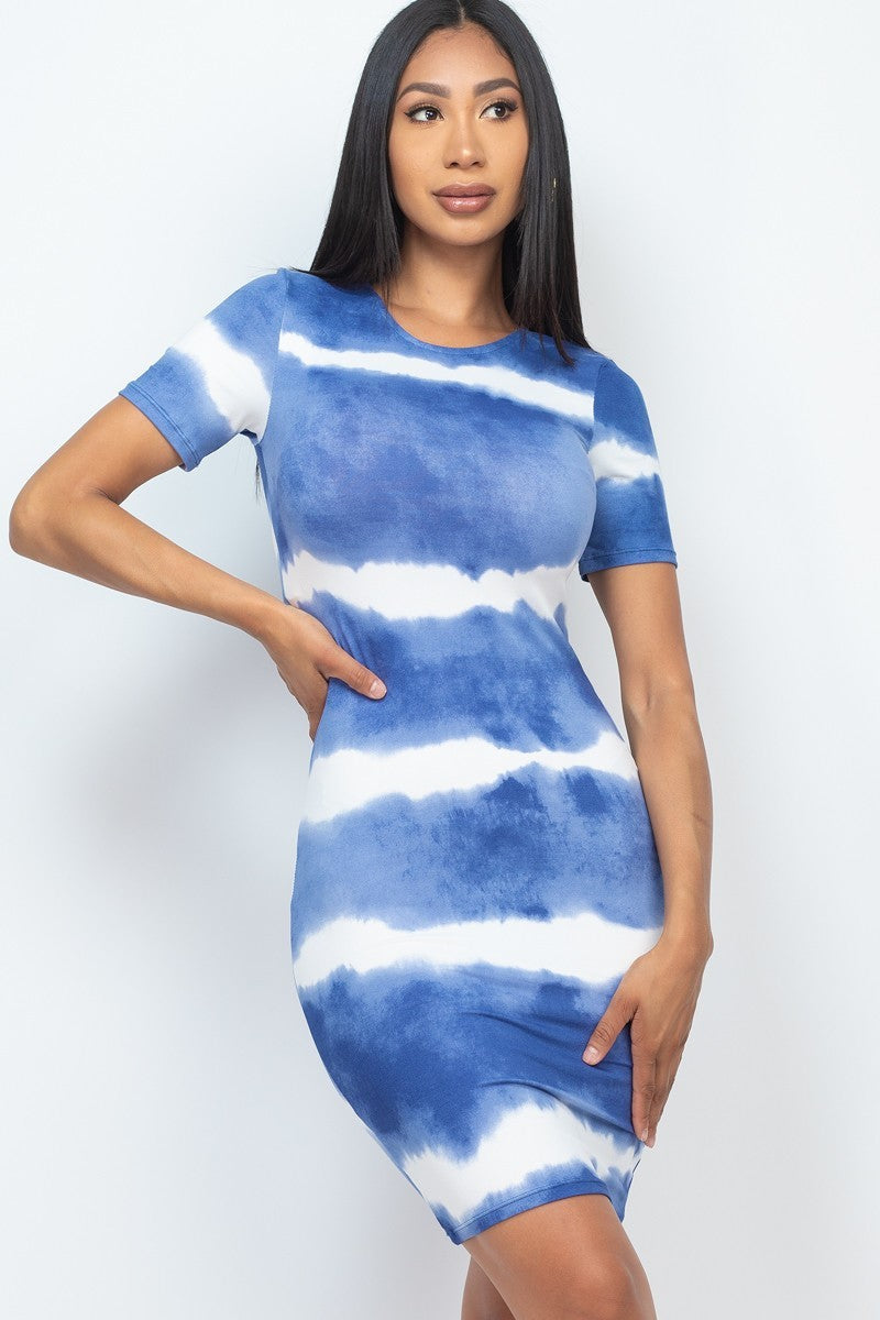 Stripe Tie-dye Printed Midi Dress Look Up Deals