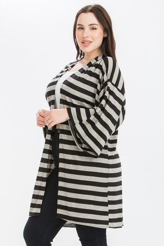 Striped, Cardigan With Kimono Style Sleeves Look Up Deals