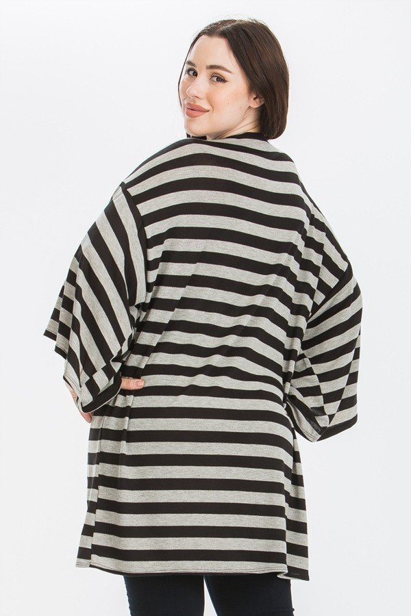 Striped, Cardigan With Kimono Style Sleeves Look Up Deals