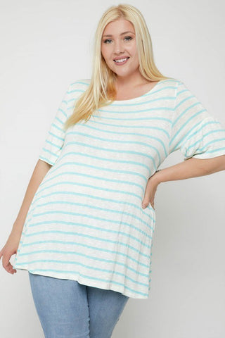 Striped Tunic, Featuring Flattering Flared Sleeve Look Up Deals