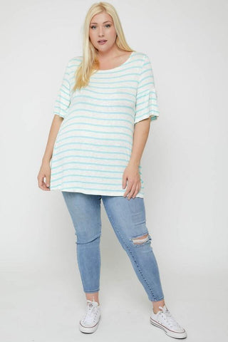 Striped Tunic, Featuring Flattering Flared Sleeve Look Up Deals